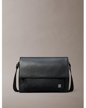 Calvin Klein Saffiano Emblem Logo Messenger Bag - Grey