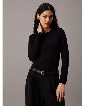 Calvin Klein Pull Slim En Coton Et Cachemire - Noir