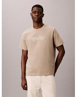 Calvin Klein Jeans Embroidered Logo T-Shirt - Natural