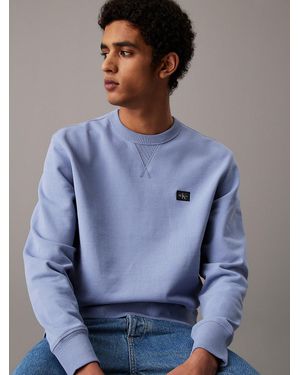 Calvin Klein Cotton Terry Badge Sweatshirt - Blue