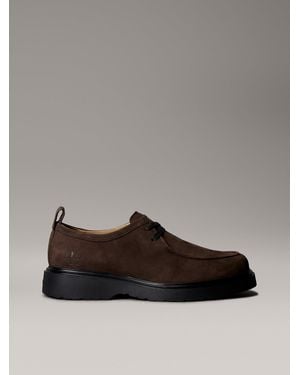 Calvin Klein Nubuck Leather Lug Sole Derby Shoes - Grey