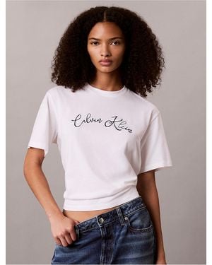 Calvin Klein Calvin Klein Boxy Script Logo Tee - White