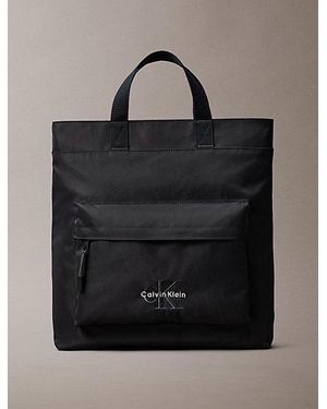 Calvin Klein Nylon Signature Tote Bag - Zwart
