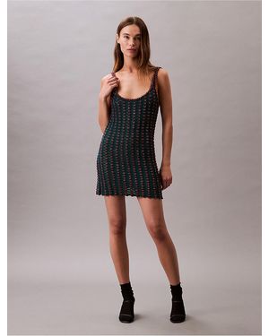Calvin Klein Crochet Beaded Tank Mini Dress - Multicolor