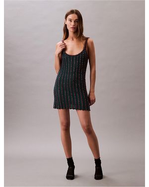Calvin Klein Crochet Beaded Tank Mini Dress - Multicolor