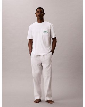 Calvin Klein Cotton Crest Logo Lounge T-Shirt - Blue