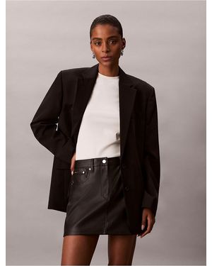 leather top dress The Noli Shop Women's Devin Leather Ruffle Dress - Black