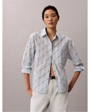Calvin Klein Calvin Klein Cotton Poplin Relaxed Button-Down Shirt - Gray