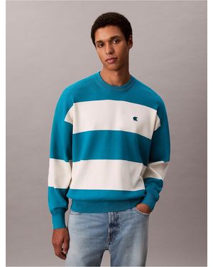 Calvin Klein Calvin Klein Tech Knit Stripe Relaxed Sweater - Blue