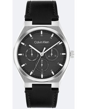 Calvin Klein Leather Strap Multifunction Watch - White