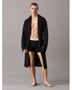 Calvin Klein Cotton Terry Shawl Collar Bathrobe - Black