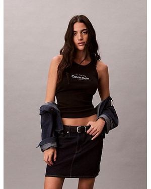 Calvin Klein Jeans Slim Ribbed Cotton Tank Top - Brown