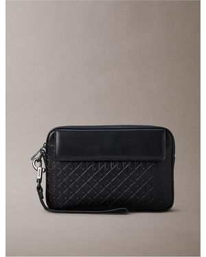 Calvin Klein Allover Emblem Logo Pouch - Gray