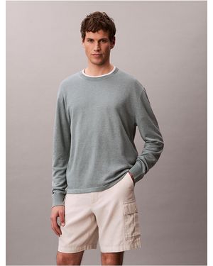 Calvin Klein Linen Blend Crewneck Sweater - Gray