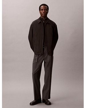 Calvin Klein Straight Wool Blend Pinstripe Belted Trousers - Brown