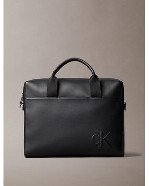 Calvin Klein Embossed Monogram Commuter Bag - Grey