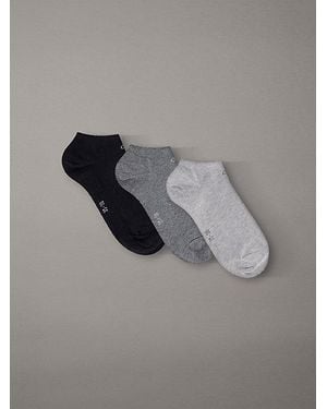 Calvin Klein 3 Pack Soft Cotton Stretch Ankle Socks - Grey
