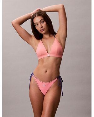 Calvin Klein Halter Triangle Bikini Top Ck Monogram - Pink
