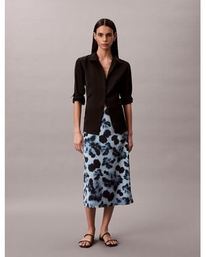 Calvin Klein Printed Satin Midi Skirt - Multicolour