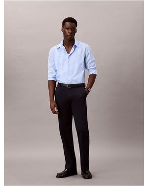 Calvin Klein Cotton Stretch Straight Pants - Blue