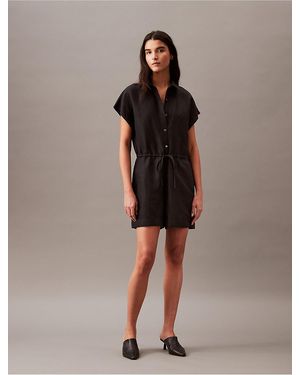 Calvin Klein Linen Blend Romper - Brown