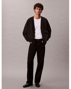 Calvin Klein Cárdigan holgado de mezcla de algodón con logo monograma - Negro