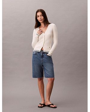 Calvin Klein Cárdigan slim de punto trenzado - Azul