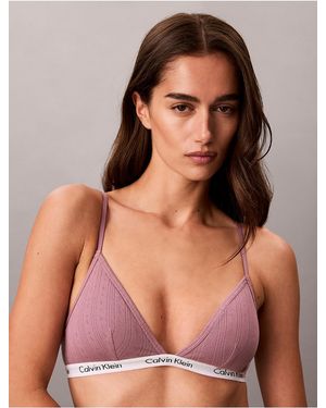 Calvin Klein Carousel Cotton Stretch Pointelle Unlined Triangle Bralette - Purple