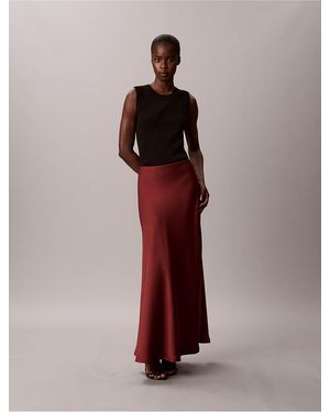 Calvin Klein Double-Faced Satin Pull-On Maxi Skirt - Multicolor