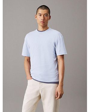 Calvin Klein Relaxed T-Shirt Van Interlock Katoen - Blauw
