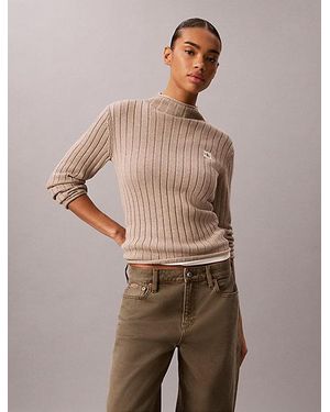 Calvin Klein Jeans Woven Monologo Turtleneck Jumper - Brown