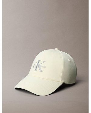 Calvin Klein Embroidered Monogram Logo Twill Cap - Natural