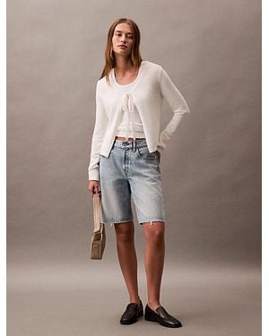 Calvin Klein Vest Van Katoenmix Met Strik Vooraan - Bruin