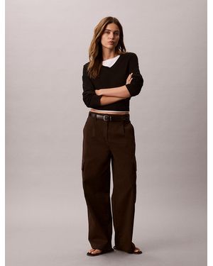 Calvin Klein Cotton Stretch Cargo Trousers - Brown