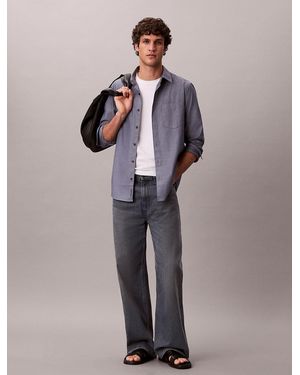Calvin Klein Cotton Poplin Classic Button-Down Shirt - Blue
