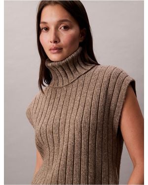 Calvin Klein Calvin Klein Rib Relaxed Sleeveless Sweater - Brown
