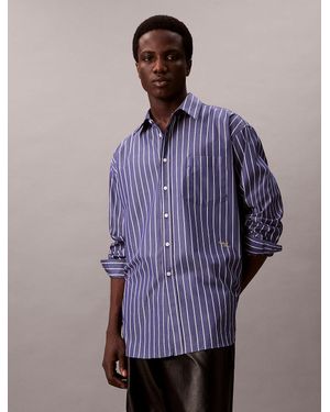 Calvin Klein Camicia Button-Down A Righe Taglio Relaxed - Viola