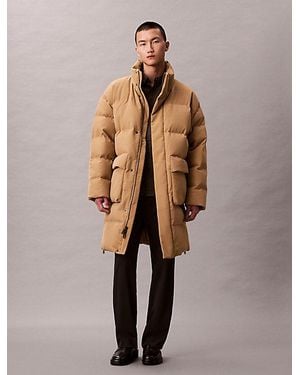 Calvin Klein Jeans Relaxed Long Down Puffer Coat - Natural