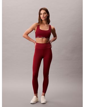 Calvin Klein Leggings Da Palestra 7/8 A Vita Alta Ad Asciugatura Rapida - Rosso