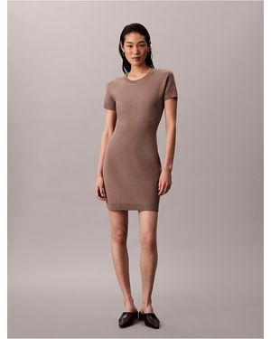 Calvin Klein Tech Knit Dress - Brown