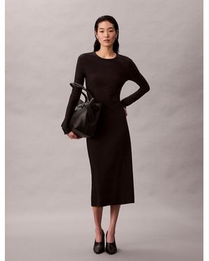Calvin Klein Crepe Jersey Cut Out Midi Dress - Black