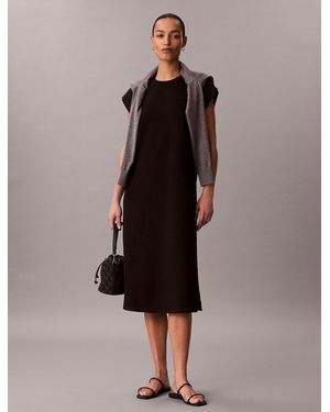 Calvin Klein Relaxed Cotton Jersey Midi Dress - Black