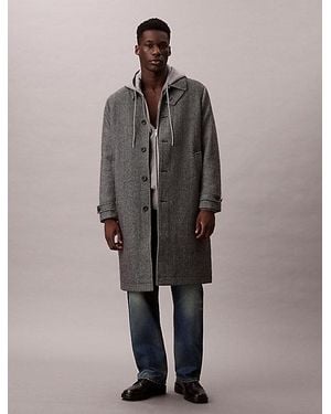 Calvin Klein Tech Wool Blend Coat - Grey