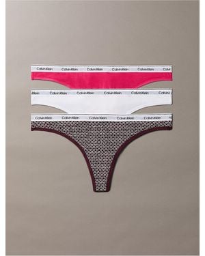 Calvin Klein 3 Pack Thongs Icon Logo - Gray