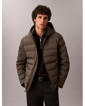 Calvin Klein Piumino Ripiegabile Trapuntato Ripiegabile Con Logo Goffrato - Marrone