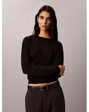 Calvin Klein Merino Wool Blend Crew Neck Jumper - Black