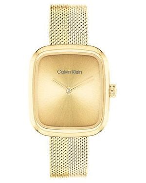Calvin Klein Reloj pulsera de malla cuadrada esculpida - Metálico