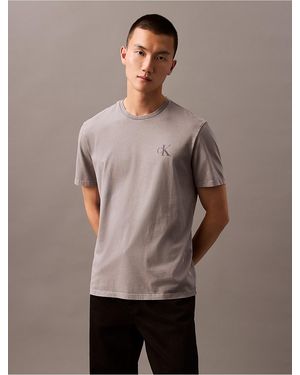 Calvin Klein Calvin Klein Acid Wash Monogram Logo Classic T-Shirt - Gray