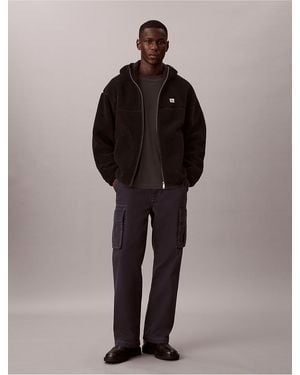 Calvin Klein Calvin Klein Sherpa Full Zip Hooded Jacket - Brown