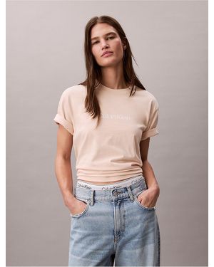 Calvin Klein Calvin Klein Standard Logo Boxy Fit Crewneck T-Shirt - Blue